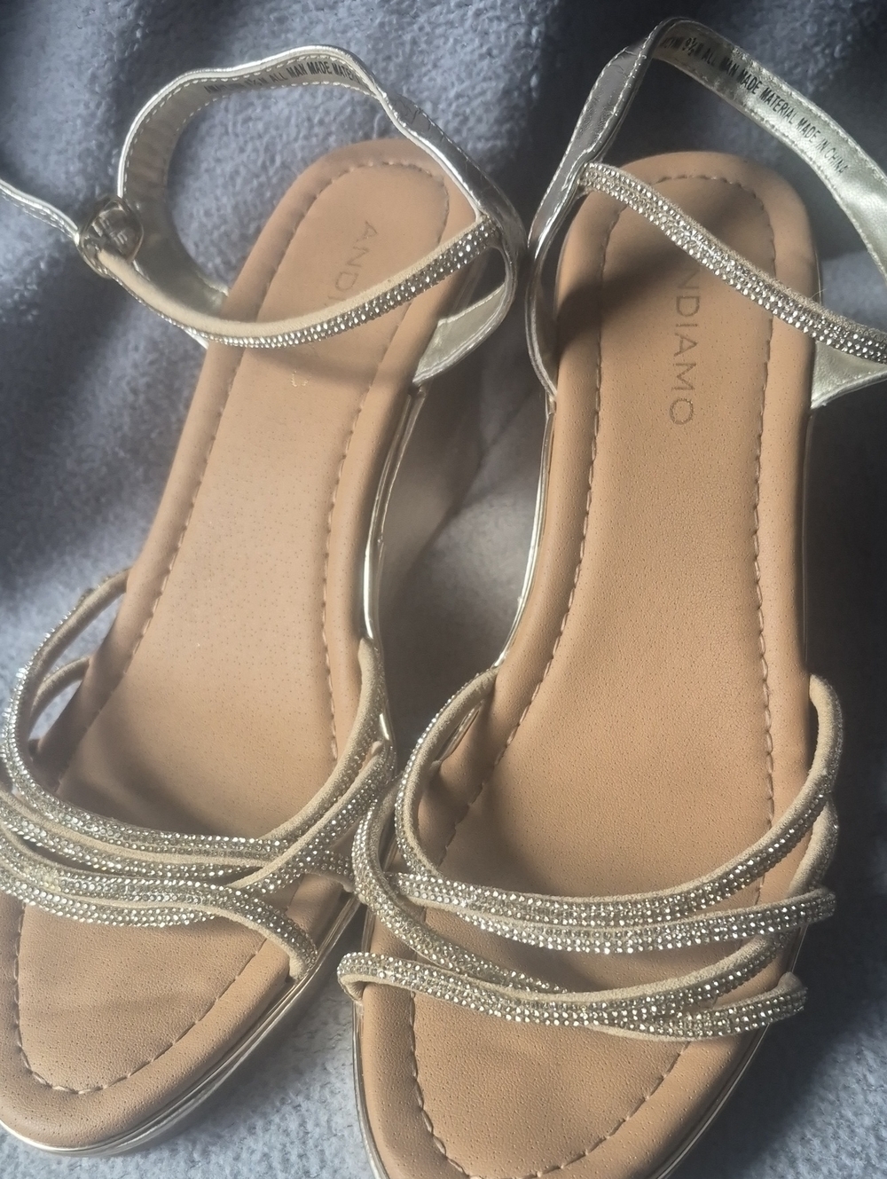 Andiamo Women's Metallic Gold Embellished Wedge Sandals